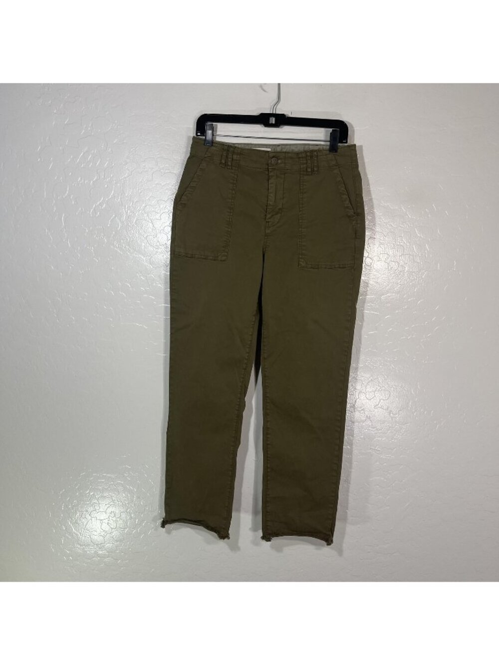 Pilcro Pants Womens 27 Green Twill Chino Crop Patch Pockets Stretch Casual